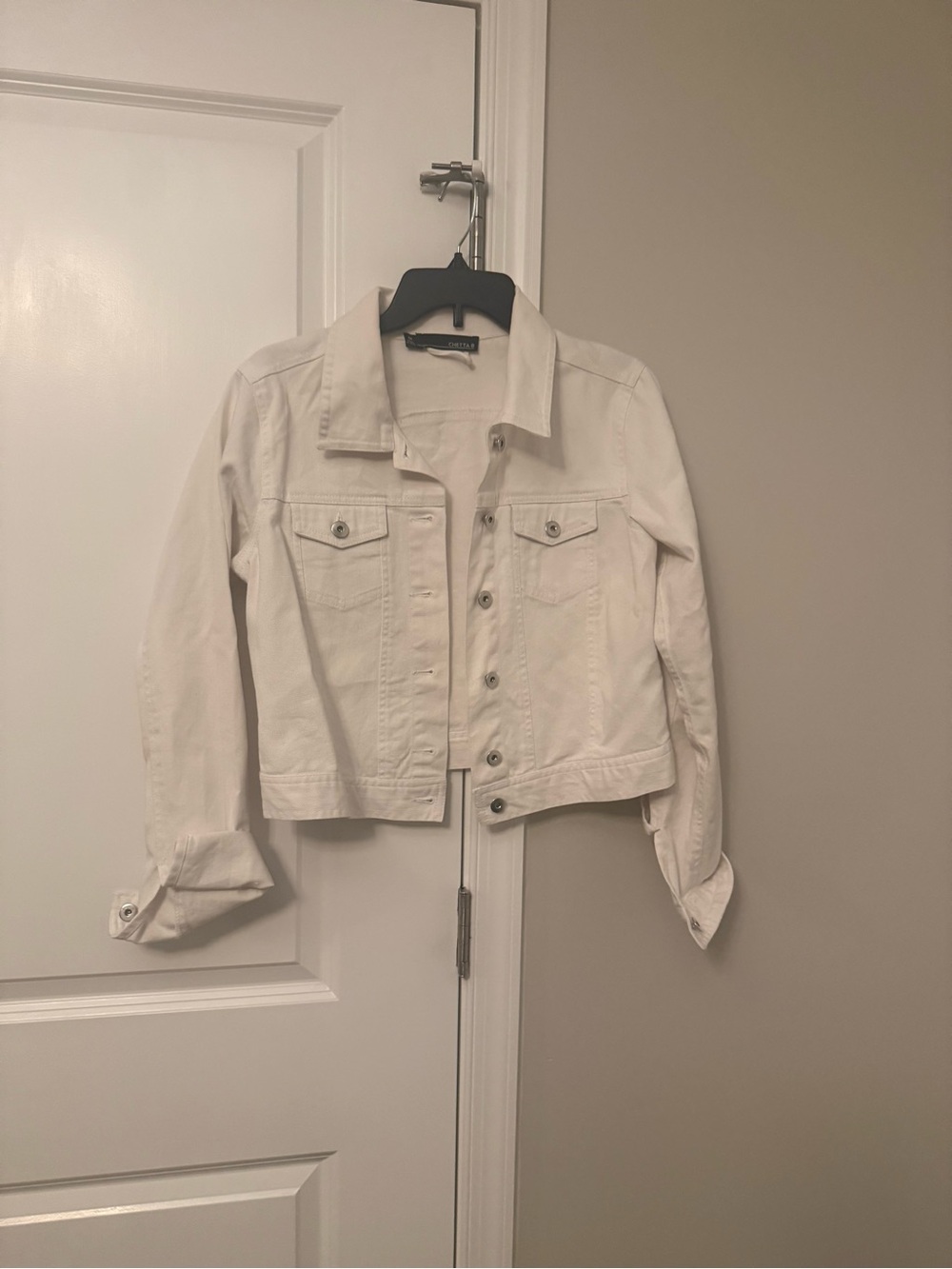 Chetta B White Cropped Denim Jacket